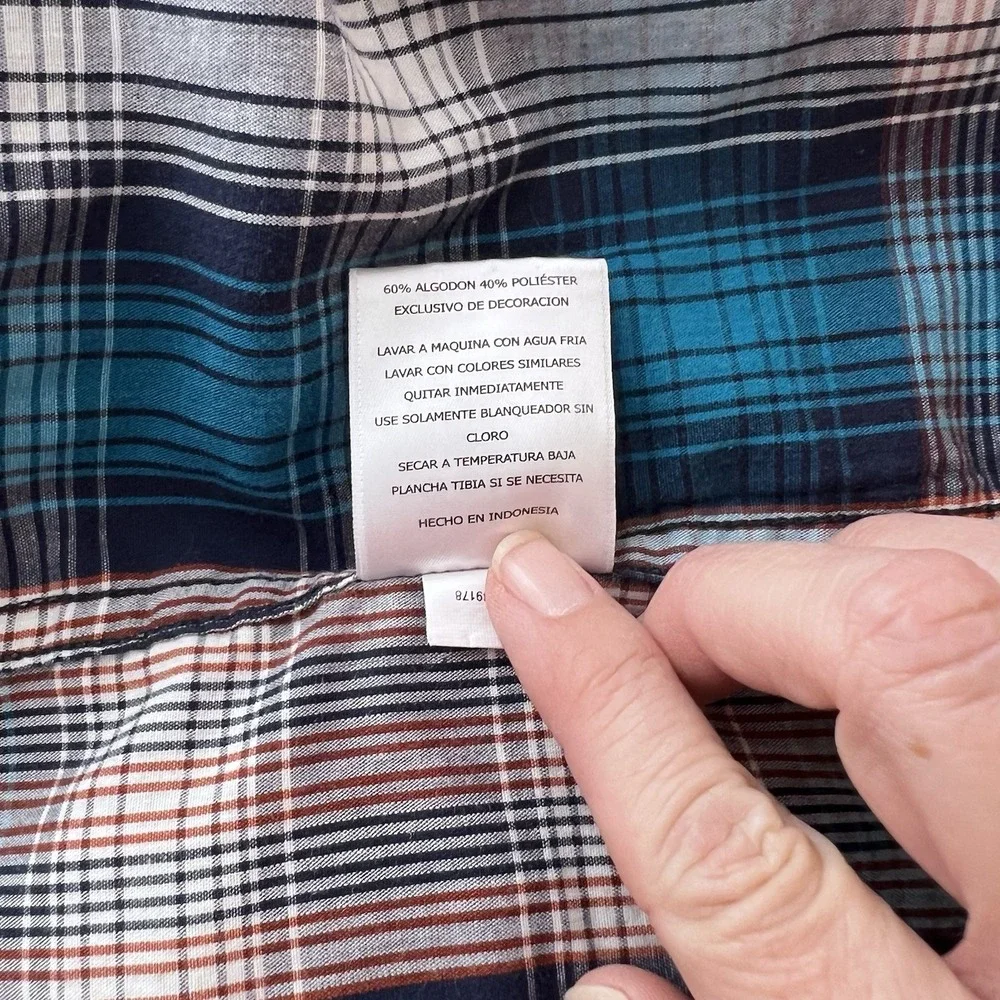 Men's Levi Western Cowboy Blue Plaid Pearl Snap Button Down M Standard Fit Shirt